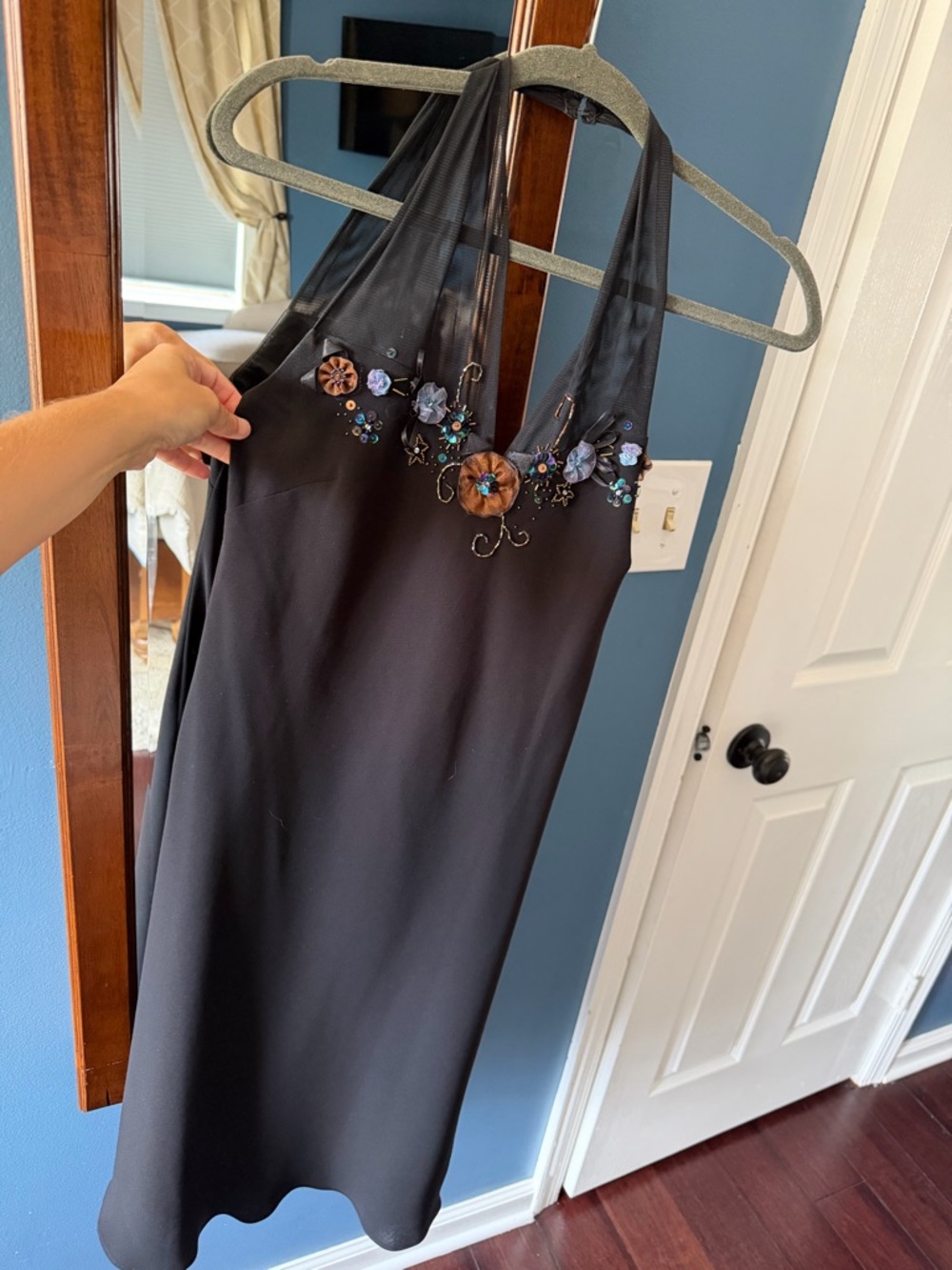 Nine West Black Lined Dress with Satin Trim